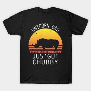 Unicorn Dad Jus' Got Chubby Funny Vintage Rhino Gift T-Shirt